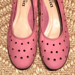 Sesto Meucci Perforated Round-Cut Nubuck Leather Ballet Flats